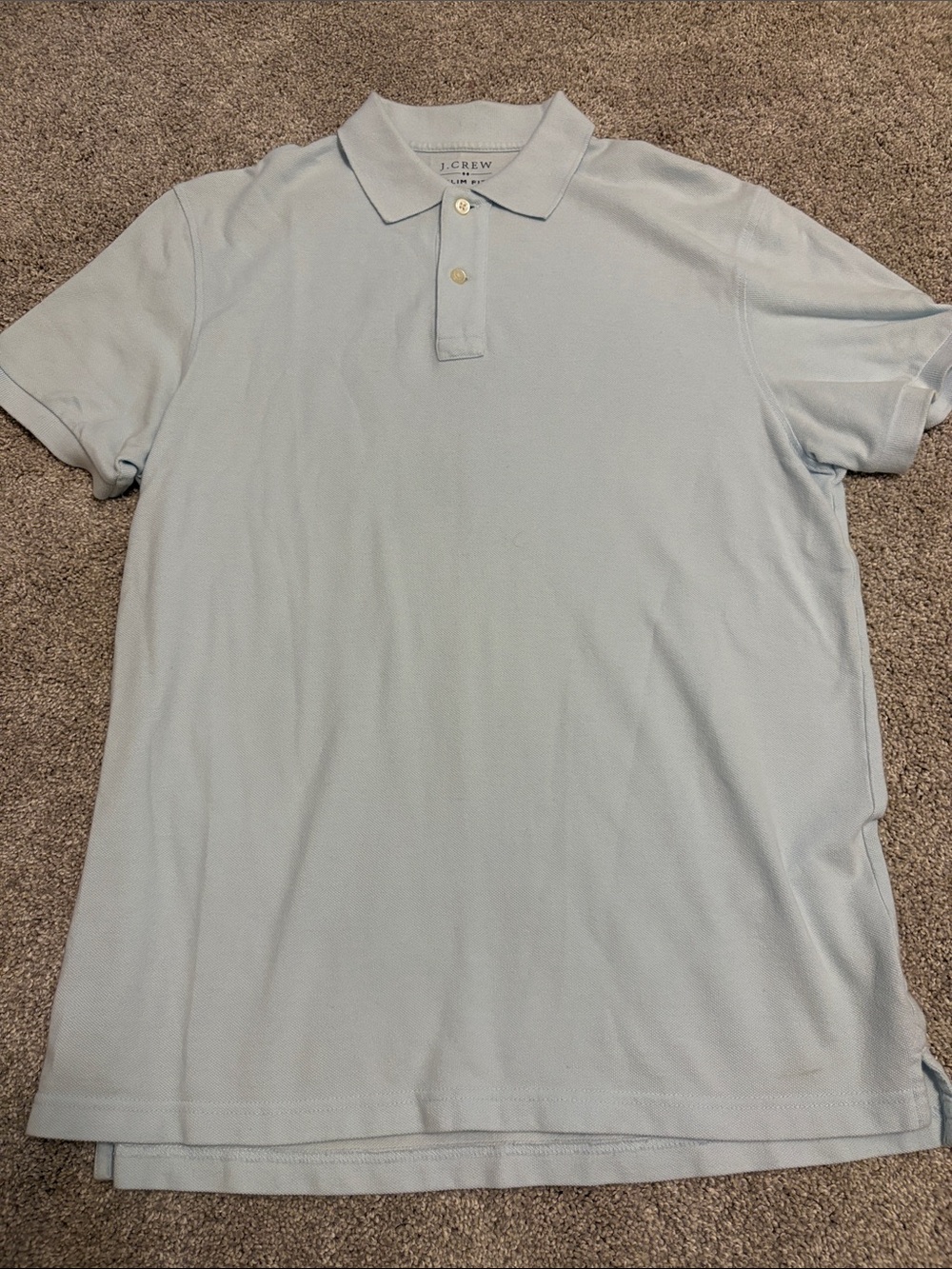 J. Crew Slim Fit Men's Light Blue Pique Polo Medium